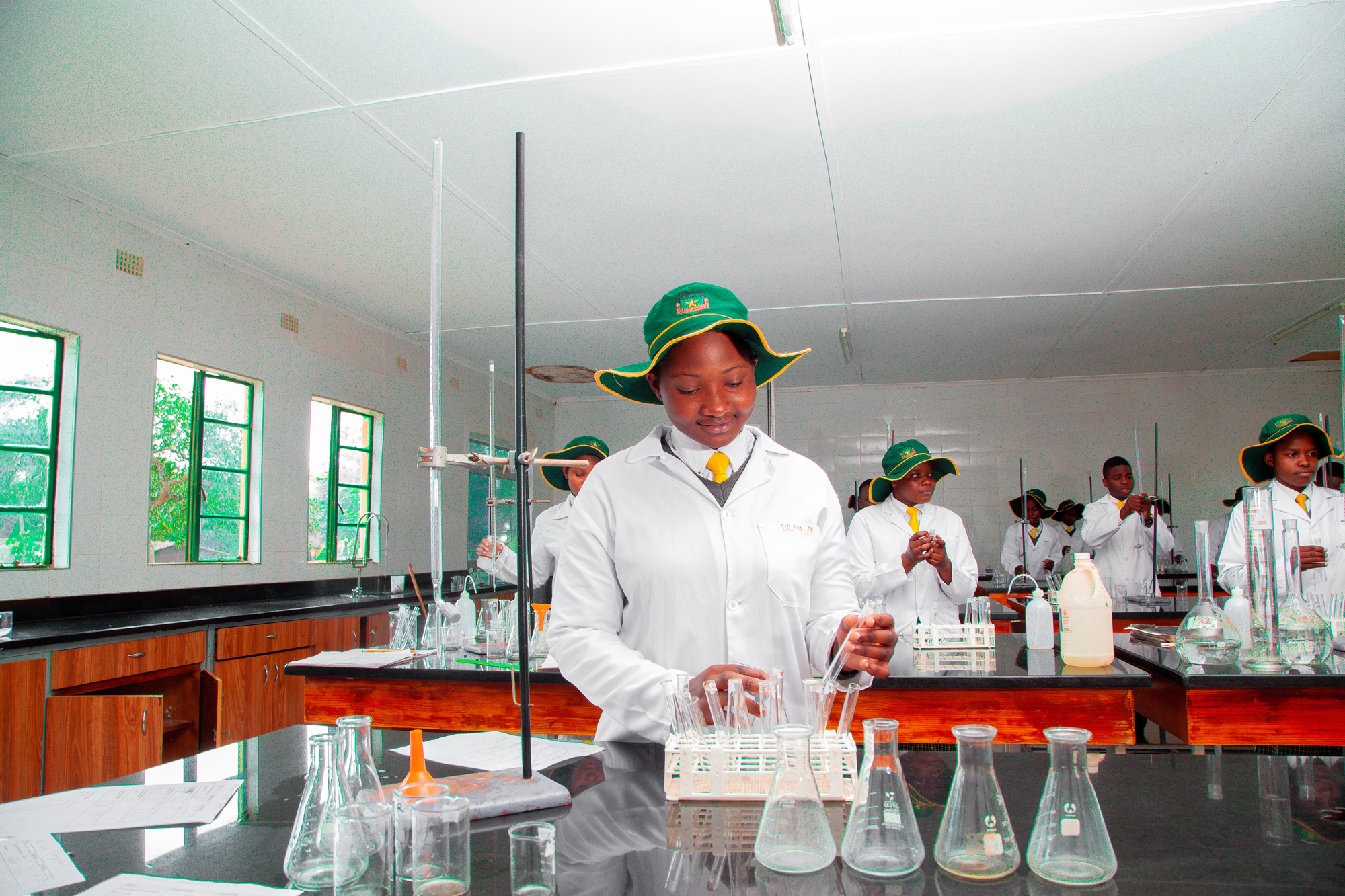 Students experimenting in the Science Lab